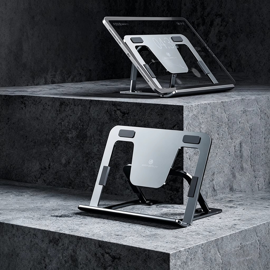 Boneruy P63 iPad-Ständer aus Aluminiumlegierung, faltbare Tablet- und Laptop-Halterung für den Desktop, Grau - Bild 4