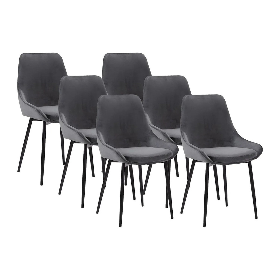 Vente-unique Stuhl Masurie in Anthrazitgrau aus Samt, Breite: 49 cm - Bild 2