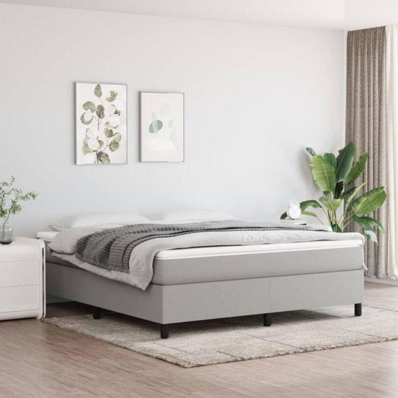 Vidaxl Boxspringbett mit Matratze in Grau und Weiß aus Stoff, B/T/H: 160 x 200 x 35 cm - Bild 1