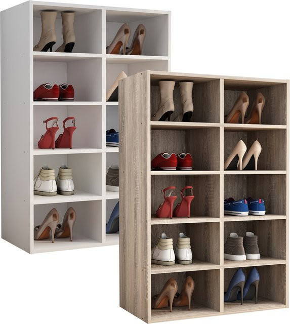VCM Holz Schuhregal mit 10 Fächern, Schuhkommode H x B x T: 84 x 55 x 30 cm - Bild 1