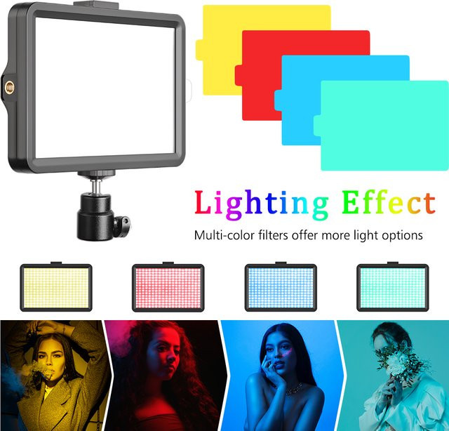 Dimmbares LED-Selfie-Licht in Schwarz für Videofotografie und Live-Streaming, dreifarbig, B: 20,3 cm, H: 15,2 cm - Bild 1
