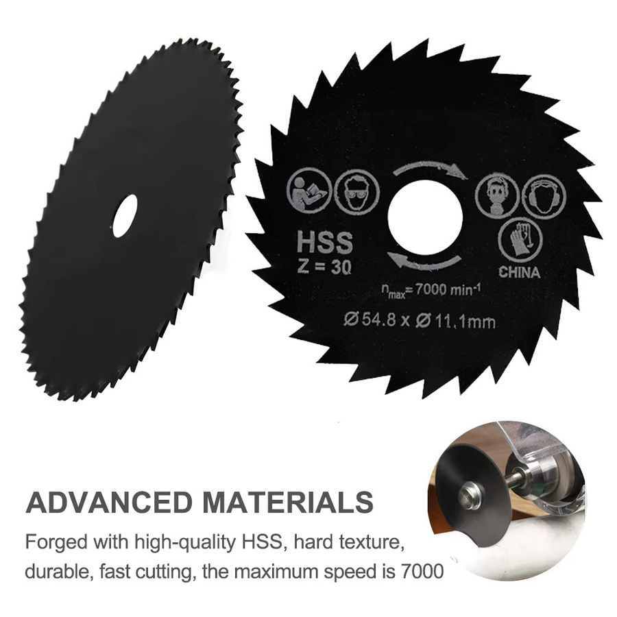 SI FANG 3er Set Diamant Sägeblatt HSS Kreissäge Klinge mit Schaft zum Schneiden von Metall und Holz für Drehwerkzeuge, Durchmesser: 54,8 mm, Breite: 11,1 mm - Bild 4