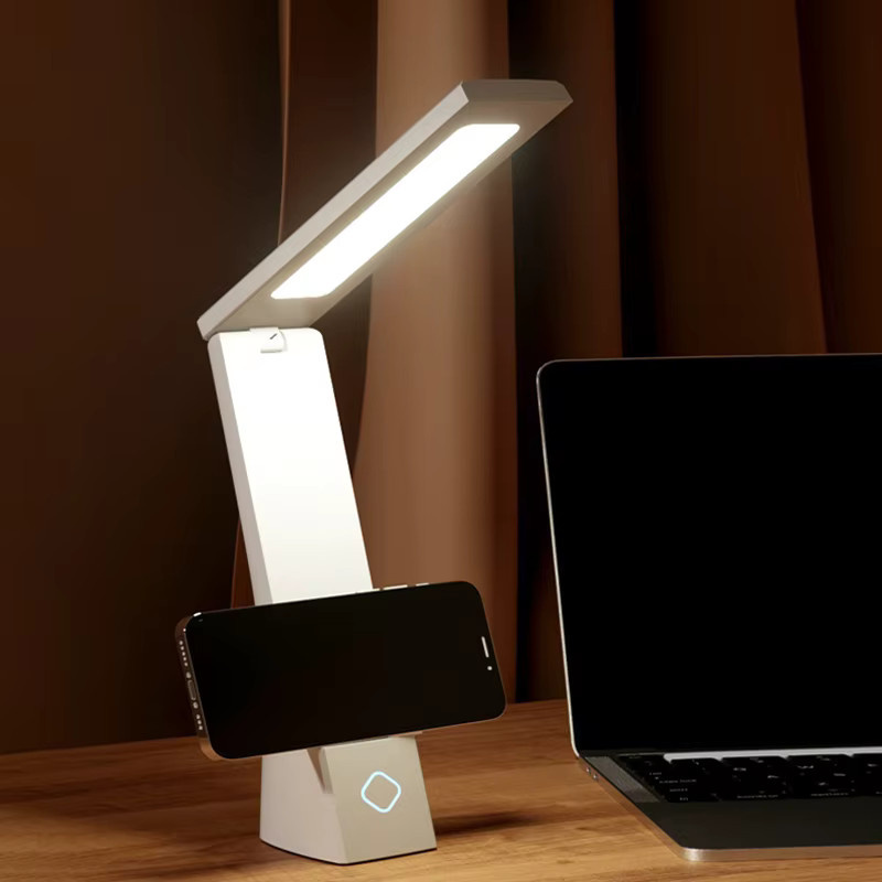 Feimefeiyou LED Schreibtischlampe in Weiß mit USB-Ladefunktion, faltbare Tischleuchte mit Augenschutz und Touch-Steuerung für Schlafzimmer und Schreibtisch, warmweißes Licht - Bild 1
