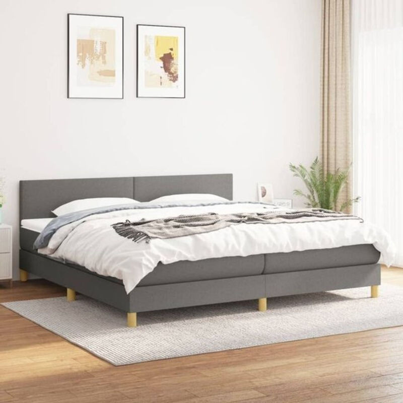 Vidaxl Boxspringbett mit Matratze in Anthrazit aus Stoff, B/T: 200 x 200 cm - Bild 1