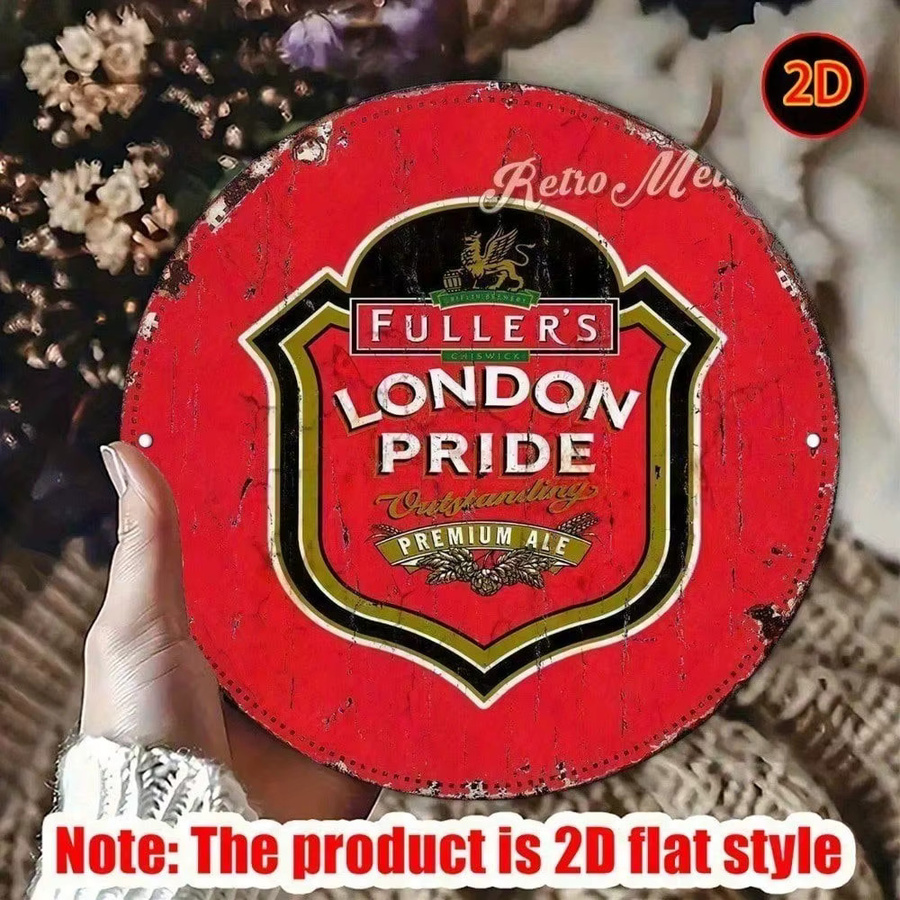 Fuller's Brewery London Pride Vintage Metall-Wandschild aus Aluminium in Rot, rundes Wanddekor für Zuhause und Kneipe - Bild 2
