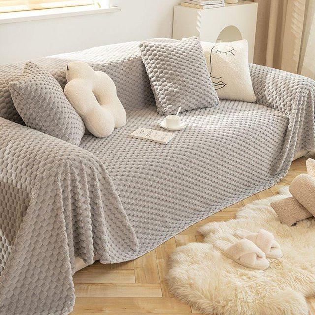 Super Six Anti-Katzenkratz Sofaüberwurf aus Plüsch und Baumwolle, Schlichter Stil, B/T: 180 x 130 cm - Bild 1
