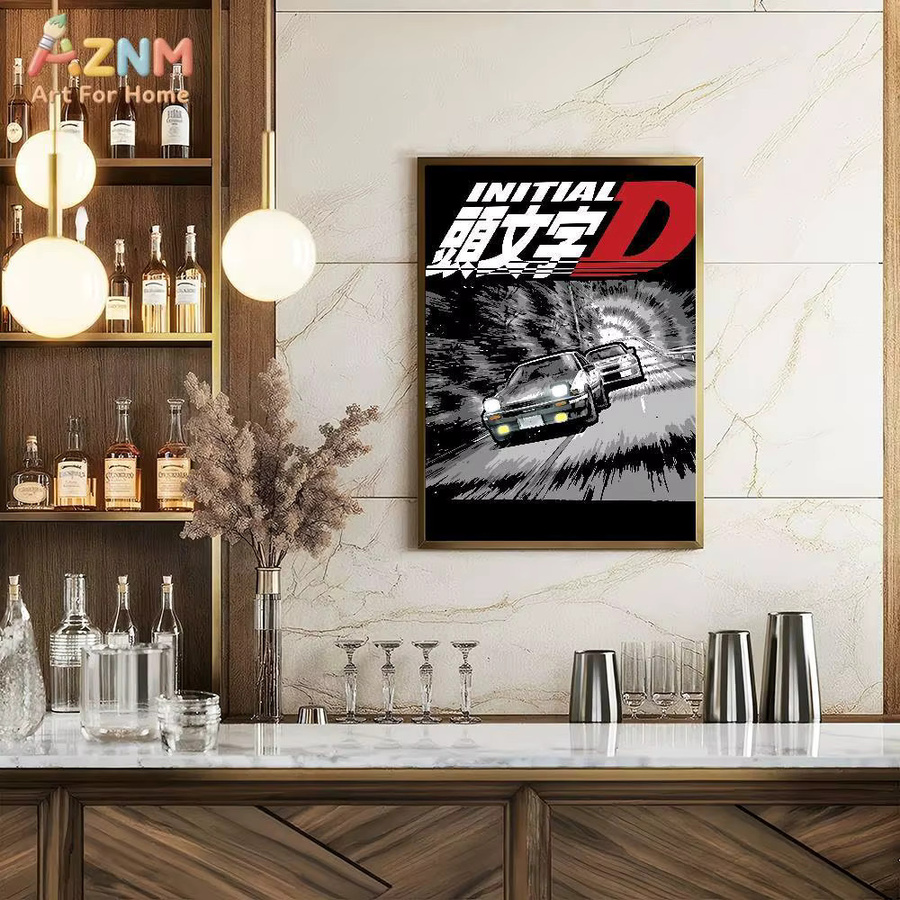 AZNM Initial D Leinwand-Wandkunst ungerahmt, Anime JDM AE86 RX-7 Rennwagen-Poster, Mehrfarbig - Bild 5