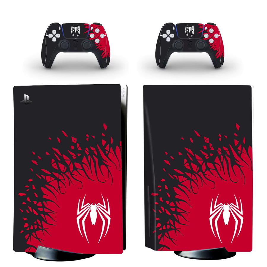 Sony PlayStation 5 PS5 Skin Set mit Spider Motiv für Konsole und 2 Controller in Gelb und Multicolour - Bild 2