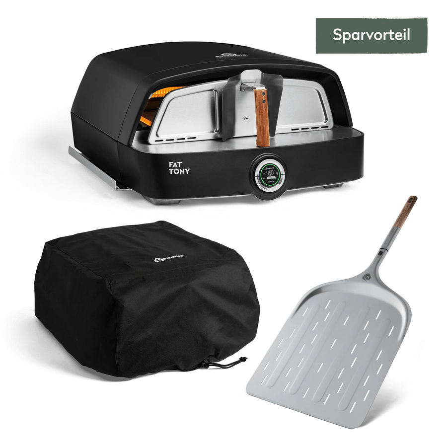 Fat TONY Gas-Pizzaofen Advanced-Set 3-teilig in Schwarz und Edelstahl - Bild 1