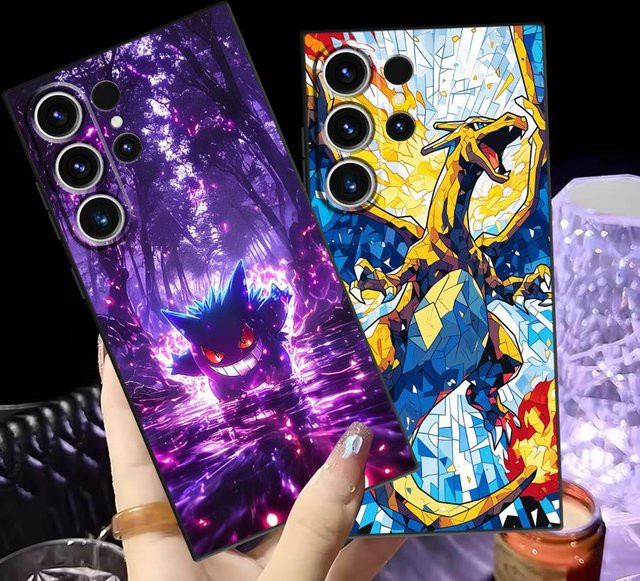 Handyhülle mit Anime Pokemon Gengar Motiv für Samsung Galaxy S26 S25 Ultra S24 Plus S23 S21 FE S20 S10 S9 Note 20 Ultra in Lila und Multicolour - Bild 1