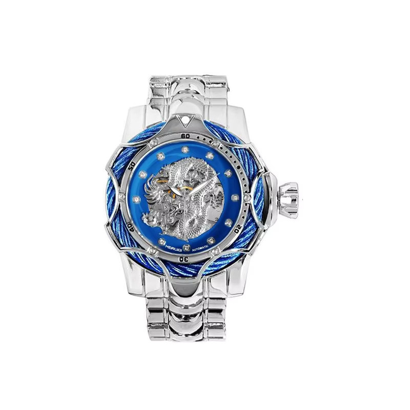 MEIRUIQI Armbanduhr Automatik, Edelstahl, blaues Zifferblatt, Herren - Bild 7