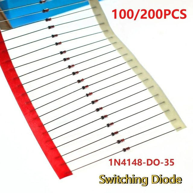 YTDMEN 1N4148 DO-35 Hochgeschwindigkeits-Schaltdioden-Kit mit 200mA und 100V in 100 oder 200 Stück - Bild 1