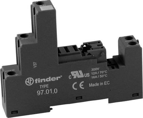 Finder 97.01.0 Relaissockel in Schwarz, L x B x H: 64,9 x 15,8 x 82,9 mm - Bild 1