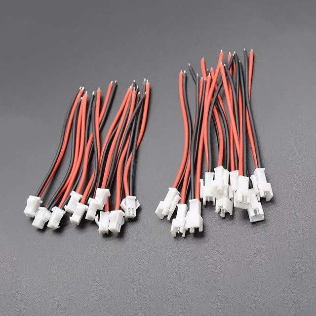 5 Paar Micro-JST 2-polige Stecker und Buchsen mit Drahtkabeln, Länge: 100 mm, Weiß - Bild 1