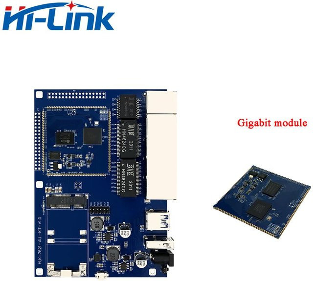 HiLink HLK-7621 Openwrt Gigabit Router Modul Kit Development Board mit USB 3.0/2.0 und PCIe in Blau - Bild 1