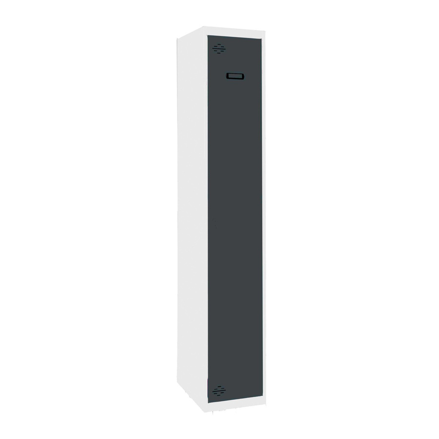 PROREGAL Spind AMEGO Grundmodul mit 1 Abteil Schließfach Garderobe Weiß-Anthrazit H x B x T: 180 x 40 x 50 cm - Bild 2