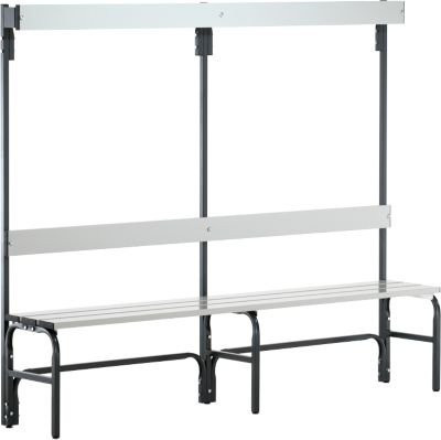 Sypro Umkleidebank mit Garderobenteil aus Stahlrohr und Alu, Breite: 200 cm, anthrazit - Bild 1