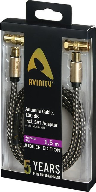AVINITY Antennen-Kabel mit Koax-Stecker und Koax-Kupplung inklusive SAT-Adapter, Schwarz, Länge: 1,5 m - Bild 1