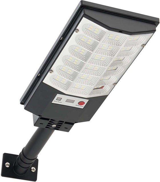 4er-Pack Buying Solutions MB Solare Straßenlaternen mit 500W LED-Flutlicht, 50000LM Außenleuchten mit Bewegungssensor und IP65 Schutz, weiße Solar-Parkplatzleuchten für Garten und Außenbereich - Bild 1