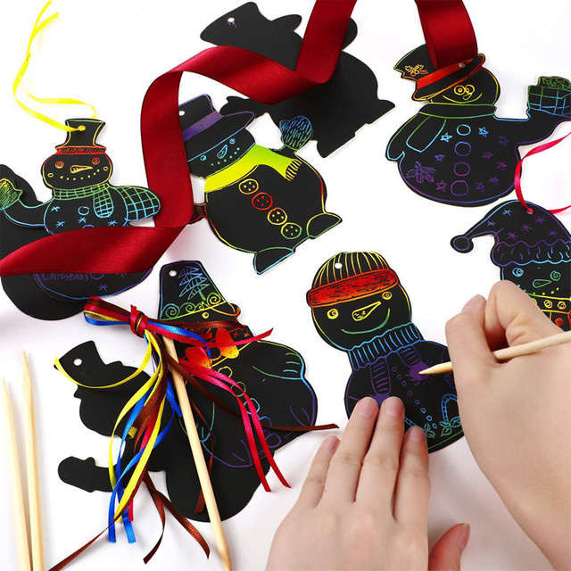 Weihnachten Diy Lesezeichen Scratch Art, Regenbogen, 48-teiliges Set - Bild 1