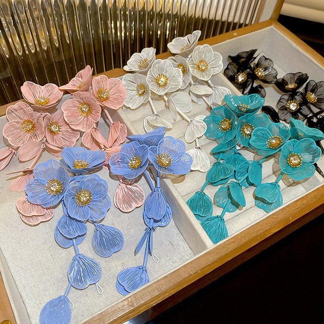 DINGABIYU Ohrringe, Blumen Blätter Quaste, Unisex - Bild 1