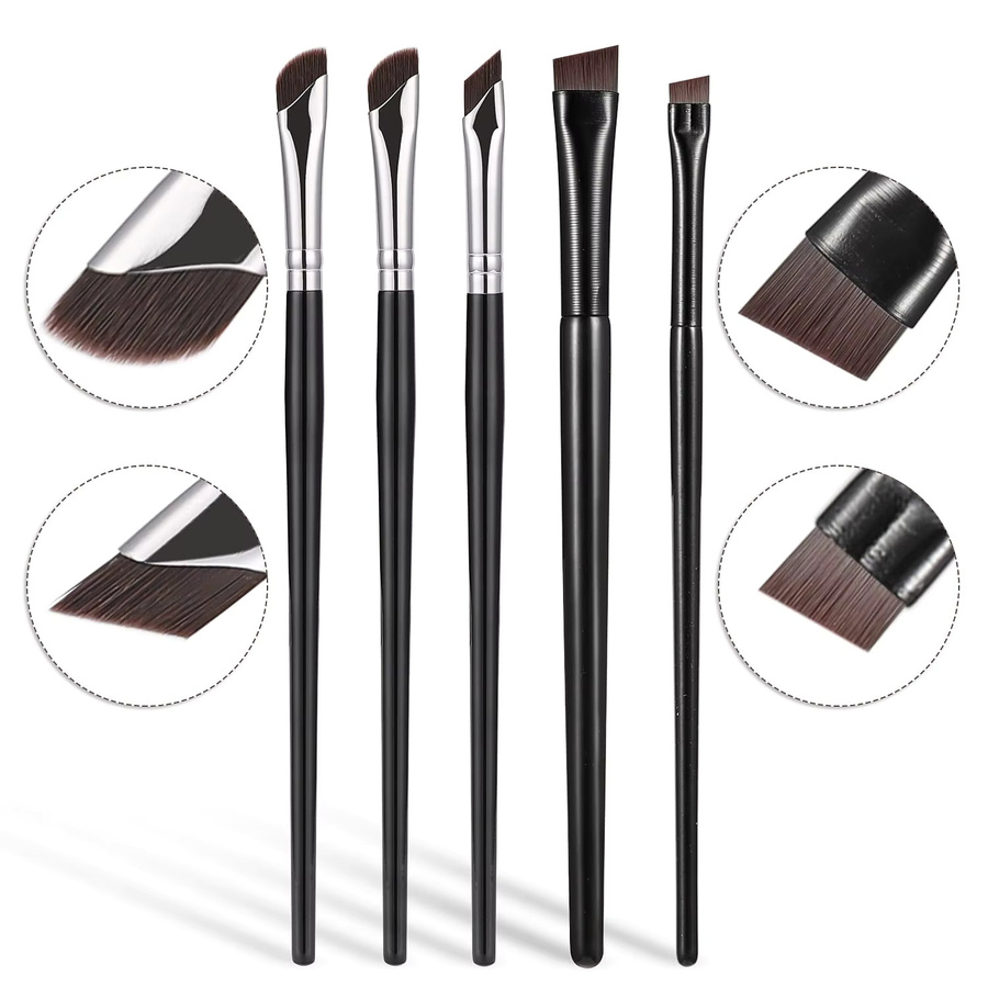 Etercycle Eyeliner-Pinsel-Set, 5-teilig, fein abgewinkelt & ultra-dünn schräg abgeschrägt - Bild 1