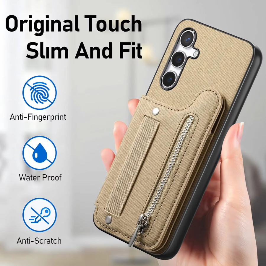 Brieftaschen-Handyhülle mit Kartenhalter für Samsung Galaxy S25 S24 FE S26 S23 Ultra S22 Plus A37 A57 A17 A07 A56 A55 A36 Cover in Grau und Beige - Bild 2