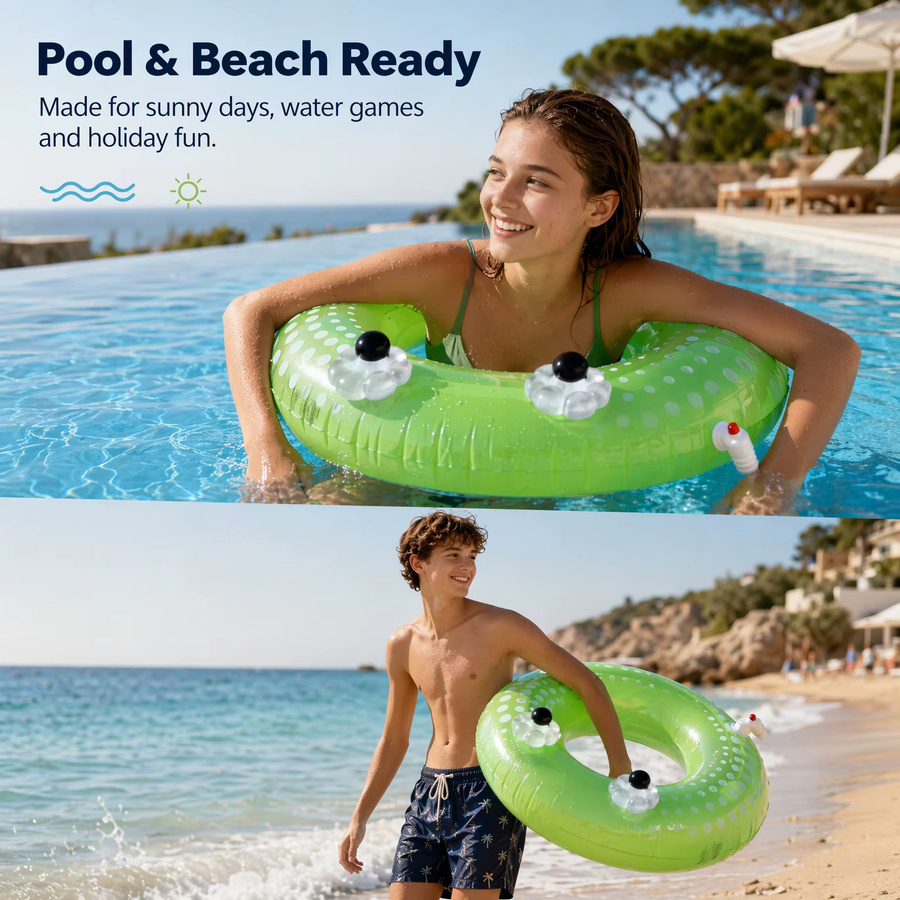 Wonflex Aufblasbarer Schwimmring mit Cartoon-Tiermotiv, mit Wasserpistole, ab 14 Jahren - Bild 3