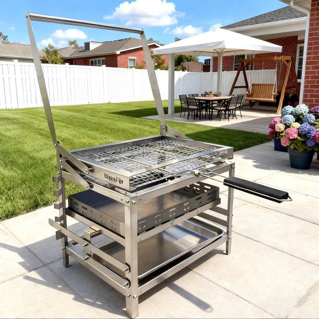 Wetterfester BlazeFor BBQ-Grill aus Edelstahl in Silber - Bild 1