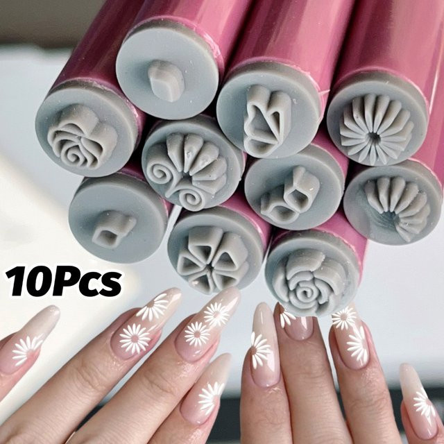 Nagelstempel-Set mit Blumen-Geometrie-Mustern, Nagelmalerei-Werkzeug - Bild 1