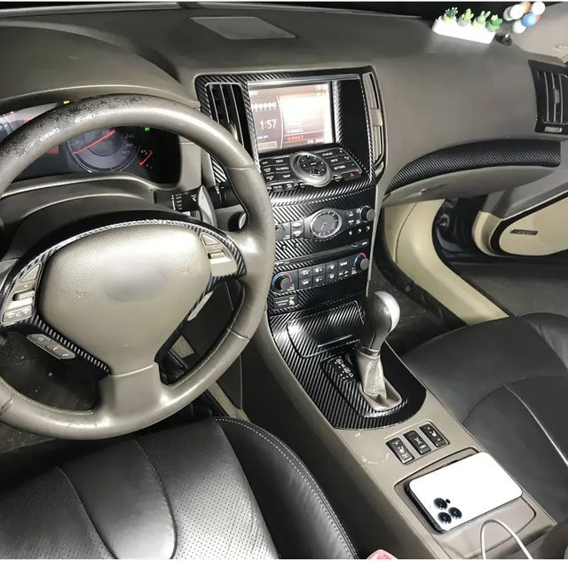 3D/5D Carbon Faser Auto Innen Mittelkonsole Aufkleber für Infiniti G37 G37S Coupé in Schwarz - Bild 1