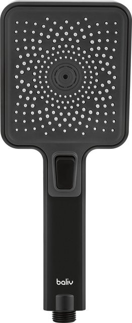 baliv Wassersparende Handbrause HBR-105.411 Eckig in Schwarz Matt mit Anti-Kalk-Funktion - Bild 1