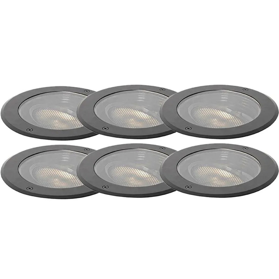 QAZQA Set mit 6 Bodenpunktwarzen AR111 Delux Honey, einstellbare LED Einbauleuchten IP65 in Schwarz für Garten, Terrasse und Außenbereich aus Aluminium und Glas, rund - Bild 2