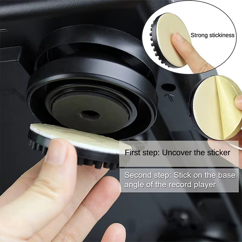 4er-Set Audio Isolator Basis Pads in Schwarz als Vibrationsdämpfer für Plattenspieler, HiFi-Lautsprecher und Verstärker - Bild 3