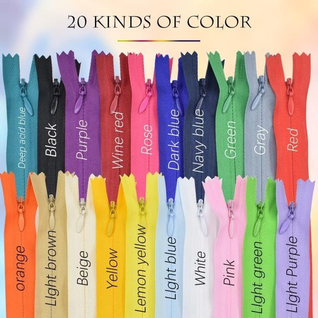 40 Stück unsichtbare Nylon-Nähreißverschlüsse in 20 Farben für Heimtextilien und Bastelarbeiten - Bild 1