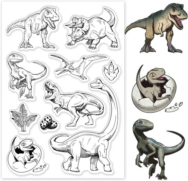 Transparente Dinosaurier-Silikonstempel für DIY Scrapbooking und Kartenherstellung - Bild 1
