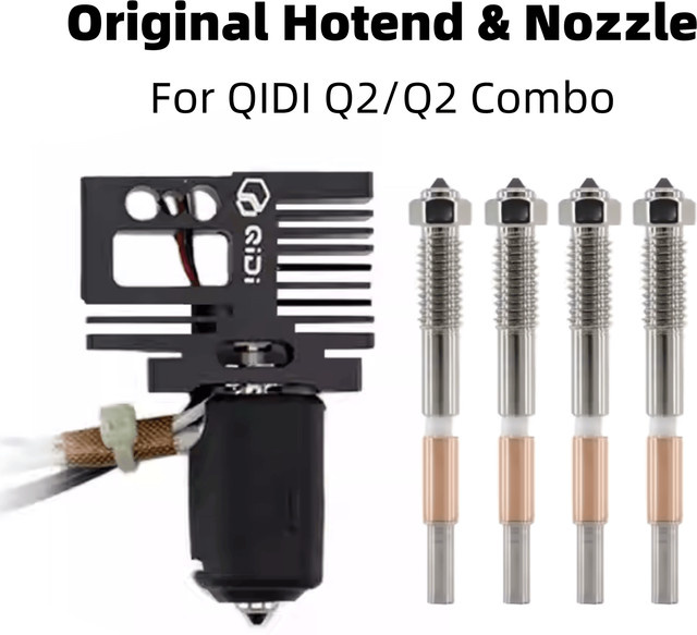 QIDI Bimetall-Schnellwechsel-Hotend für QIDI Q2 und Q2 Combo 3D-Drucker in Silber mit Düsenoptionen 0,2 mm, 0,4 mm, 0,6 mm und 0,8 mm - Bild 1
