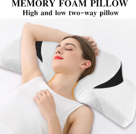 Ergonomisches Nackenstützkissen aus Memory Foam in Weiß für orthopädisches Schlafen, Keilkissen-Form - Bild 1