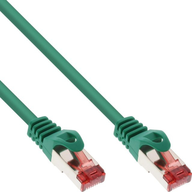 InLine Cat.6 Patchkabel Bulk-Pack S/FTP PiMf Ethernet LAN Kabel Kupfer Grün 0,5 m - Bild 1