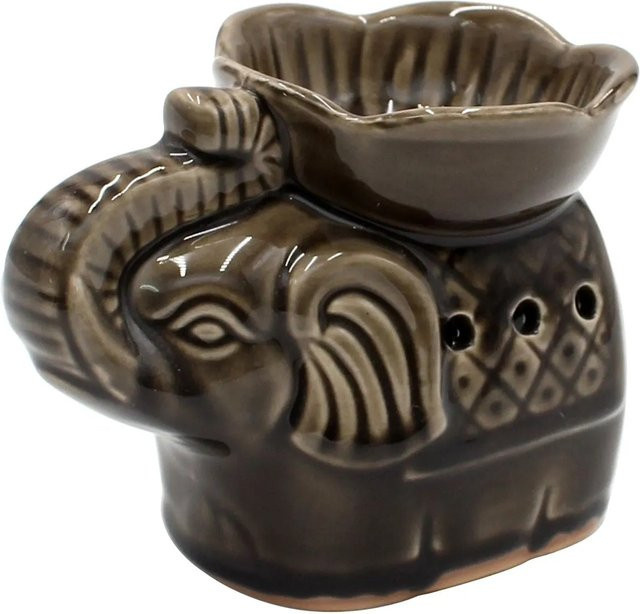 Dekohelden24 Duftlampe Elefant aus Keramik in Braun, B/H/T: 14 x 10 x 9 cm - Bild 1