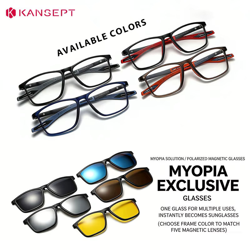 KANSEPT Clip-On-Sonnenbrille, Unisex, Vollrand, rechteckig, black - Bild 4