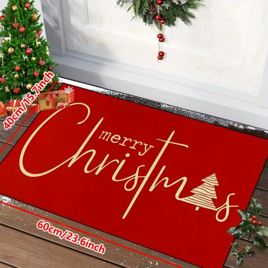 VIKAMA Weihnachtsteppich als rutschfeste Fußmatte für Eingangsbereich und Badezimmer, rot, B/T: 60 x 40 cm - Bild 3