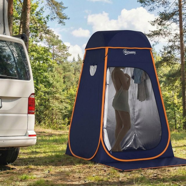 Pop-Up-Privatsphäre-Zelt in Blau, sofort aufbaubares wasserdichtes Umkleide- und Duschzelt mit UV-Schutz für Camping, Strand und Outdoor-Sport, B/H/T: 200 x 152 x 152 cm - Bild 1