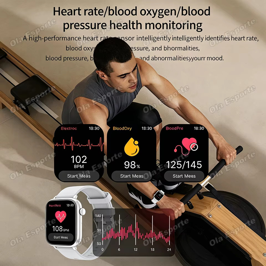 Ola Esporte Smartwatch mit 1,85 Zoll HD-Voll-Touchscreen und Bluetooth-Gesprächsfunktion in Silber - Bild 3