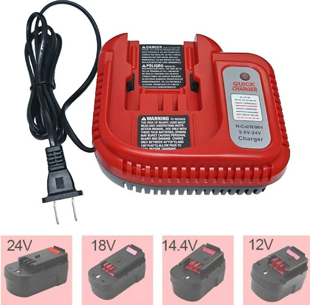 Black & Decker BDFC240 Akku-Ladegerät für Multi-Volt 9,6 V-24 V NiCd/NiMH Akku-Elektrowerkzeuge in Rot - Bild 1