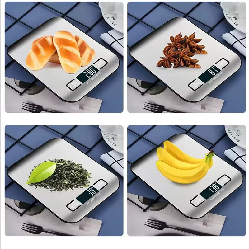 Lionet Digitale Küchenwaage mit LCD-Anzeige aus Edelstahl in Weiß und Silber, Präzisionswaage bis 10 kg mit 1 g Genauigkeit zum Backen und Kochen - Bild 3