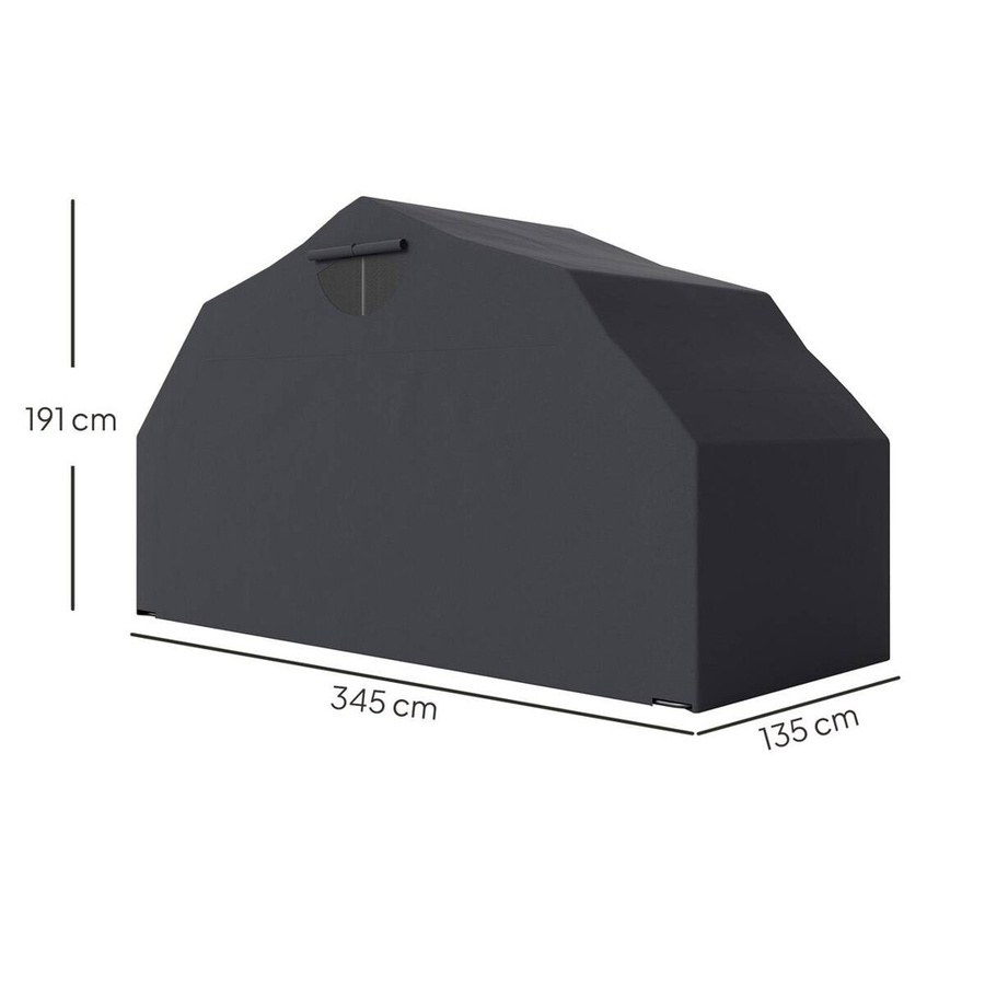 Outsunny Motorradgarage aus wasserfestem Oxford-Gewebe für 2 Motorräder oder Motorroller, Schwarz, B/T/H: 345 x 135 x 191 cm - Bild 4