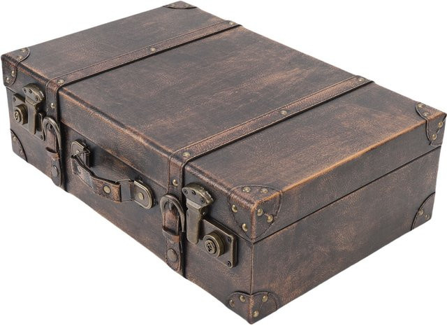 TOPINCN Vintage-Kofferbox als dekorative Aufbewahrungstruche im Retro-Design mit Ledergriff in Schwarz oder Braun - Bild 1