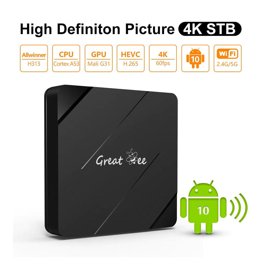 Great Bee Smart Set-Top-Box Media Streamer mit 4K UHD, 2GB RAM, 16GB Speicher und Dual-Wi-Fi (2,4g & 5,0g) in Schwarz - Bild 3