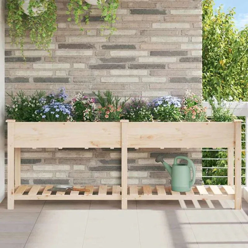Gartenblumentopf mit Regal aus Massivholz von VIDAXL in Beige, B/T/H: 203,5 x 53 x 76,5 cm - Bild 1